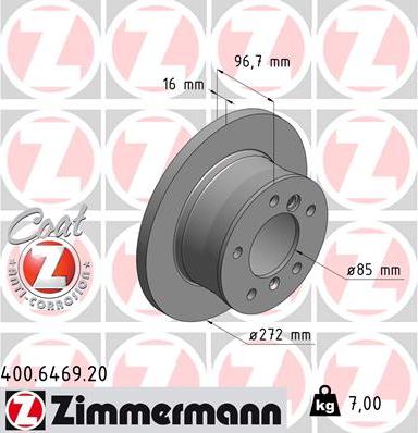 Zimmermann 400.6469.20 - Спирачен диск vvparts.bg