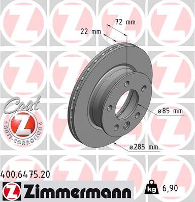 Zimmermann 400.6475.20 - Спирачен диск vvparts.bg