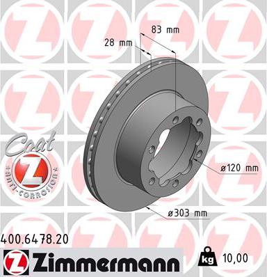 Zimmermann 400.6478.20 - Спирачен диск vvparts.bg