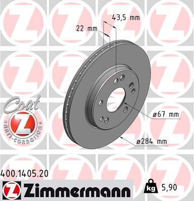 Zimmermann 400.1405.20 - Спирачен диск vvparts.bg