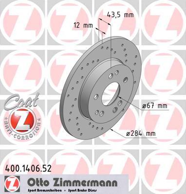 Zimmermann 400.1406.52 - Спирачен диск vvparts.bg
