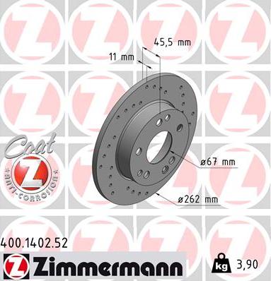 Zimmermann 400.1402.52 - Спирачен диск vvparts.bg