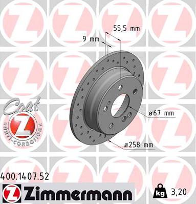 Zimmermann 400.1407.52 - Спирачен диск vvparts.bg