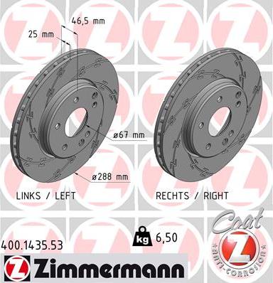 Zimmermann 400.1435.53 - Спирачен диск vvparts.bg