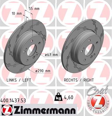 Zimmermann 400.1437.53 - Спирачен диск vvparts.bg