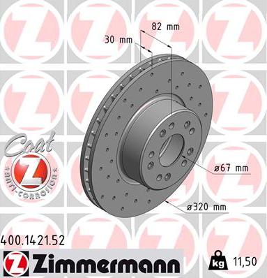 Zimmermann 400.1421.52 - Спирачен диск vvparts.bg