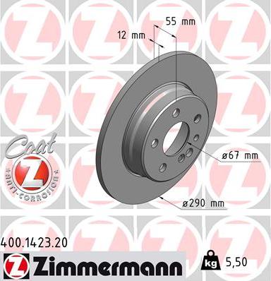 Zimmermann 400.1423.20 - Спирачен диск vvparts.bg