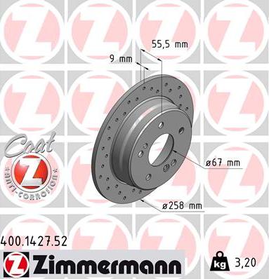 Zimmermann 400.1427.52 - Спирачен диск vvparts.bg