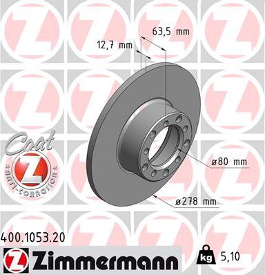 Zimmermann 400.1053.20 - Спирачен диск vvparts.bg