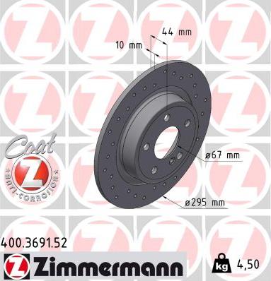 Zimmermann 400.3691.52 - Спирачен диск vvparts.bg