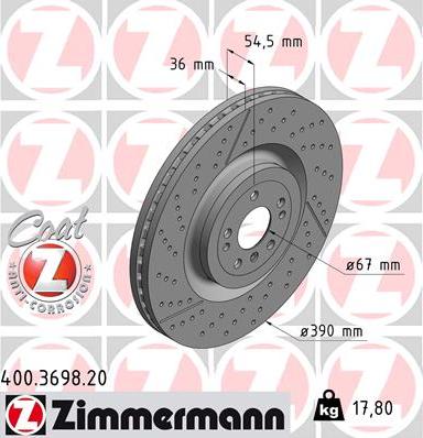 Zimmermann 400.3698.20 - Спирачен диск vvparts.bg