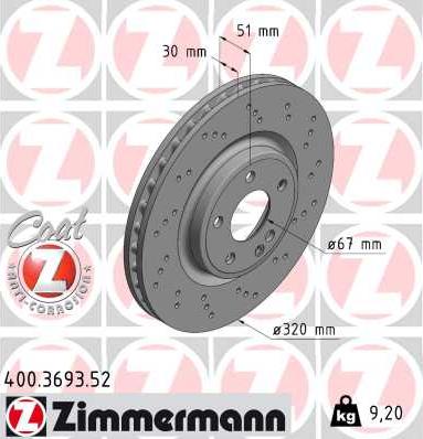 Zimmermann 400.3693.52 - Спирачен диск vvparts.bg