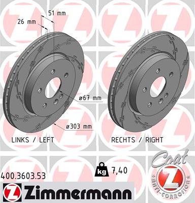 Zimmermann 400.3603.53 - Спирачен диск vvparts.bg