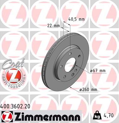 Zimmermann 400.3602.20 - Спирачен диск vvparts.bg