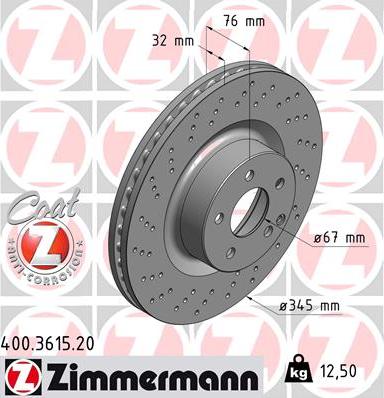 Zimmermann 400.3615.20 - Спирачен диск vvparts.bg