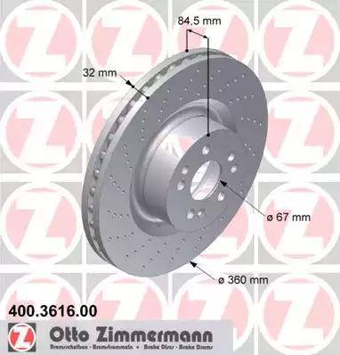 Zimmermann 400.3616.00 - Спирачен диск vvparts.bg