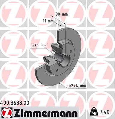 Zimmermann 400.3638.00 - Спирачен диск vvparts.bg