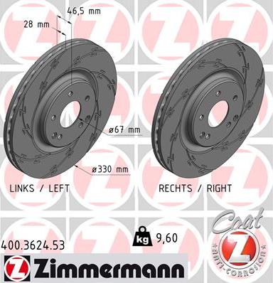 Zimmermann 400.3624.53 - Спирачен диск vvparts.bg