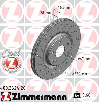 Zimmermann 400.3624.20 - Спирачен диск vvparts.bg