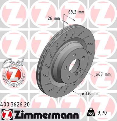 Zimmermann 400.3626.20 - Спирачен диск vvparts.bg