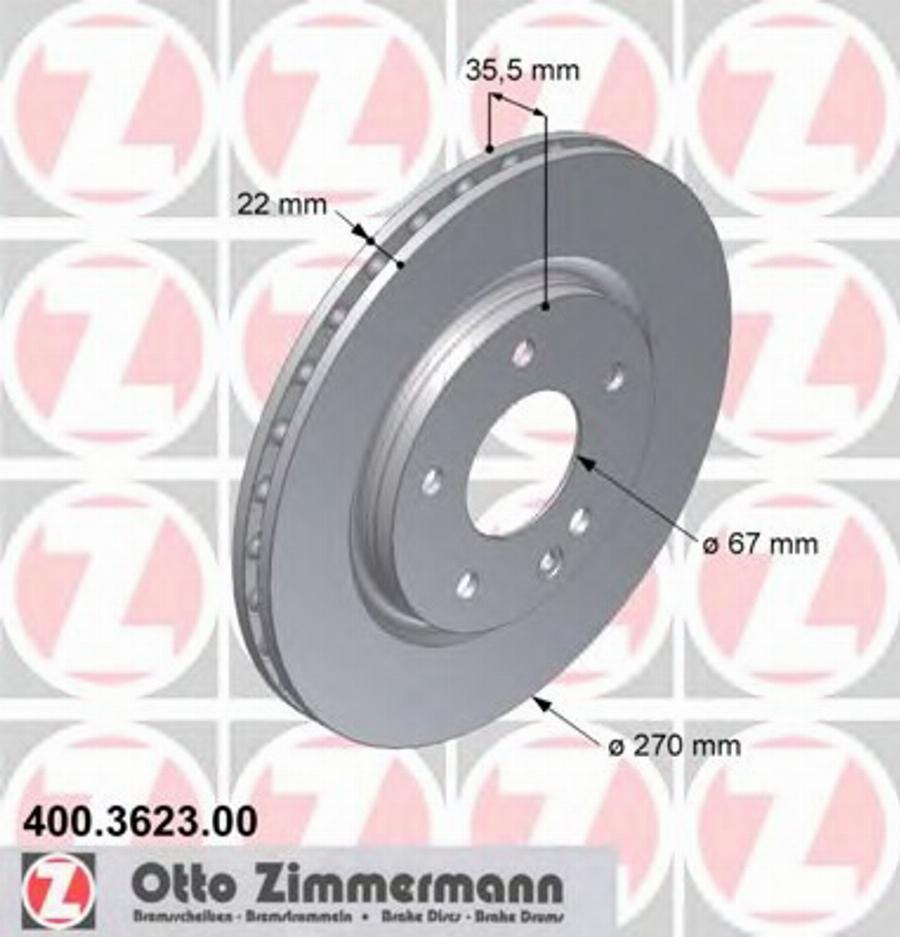 Zimmermann 400.3623.00 - Спирачен диск vvparts.bg