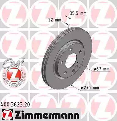 Zimmermann 400.3623.20 - Спирачен диск vvparts.bg