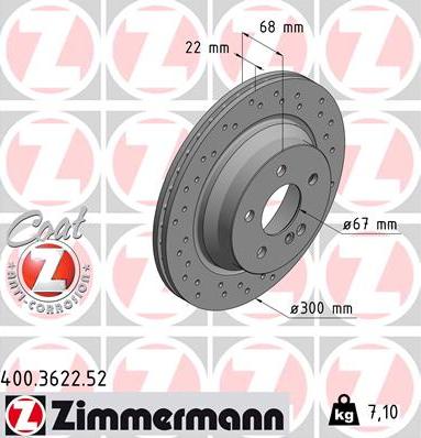 Zimmermann 400.3622.52 - Спирачен диск vvparts.bg