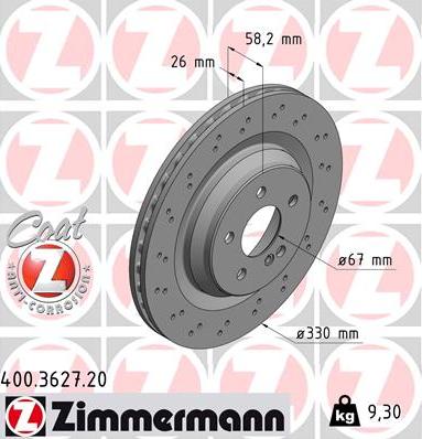 Zimmermann 400.3627.20 - Спирачен диск vvparts.bg