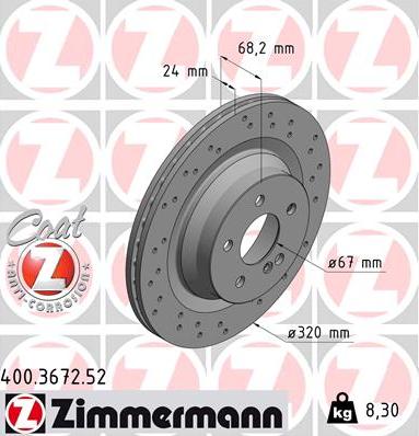 Zimmermann 400.3672.52 - Спирачен диск vvparts.bg