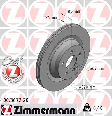 Zimmermann 400.3672.20 - Спирачен диск vvparts.bg