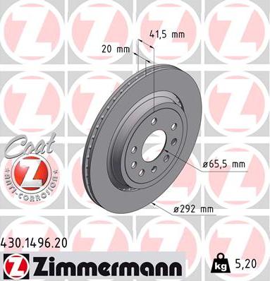 Zimmermann 430.1496.20 - Спирачен диск vvparts.bg