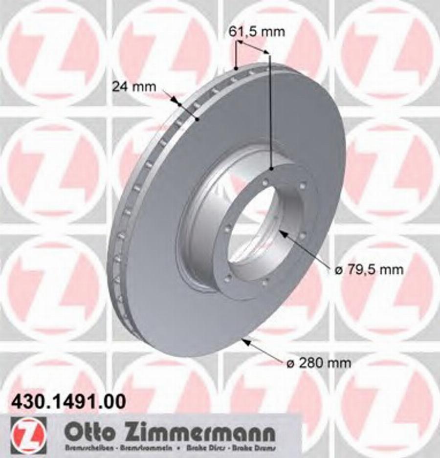 Zimmermann 430.1491.00 - Спирачен диск vvparts.bg