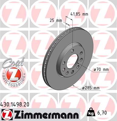 Zimmermann 430.1498.20 - Спирачен диск vvparts.bg