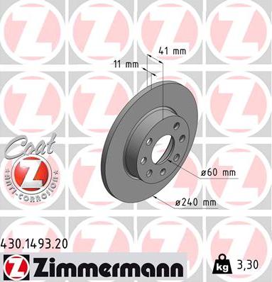 Zimmermann 430.1493.20 - Спирачен диск vvparts.bg