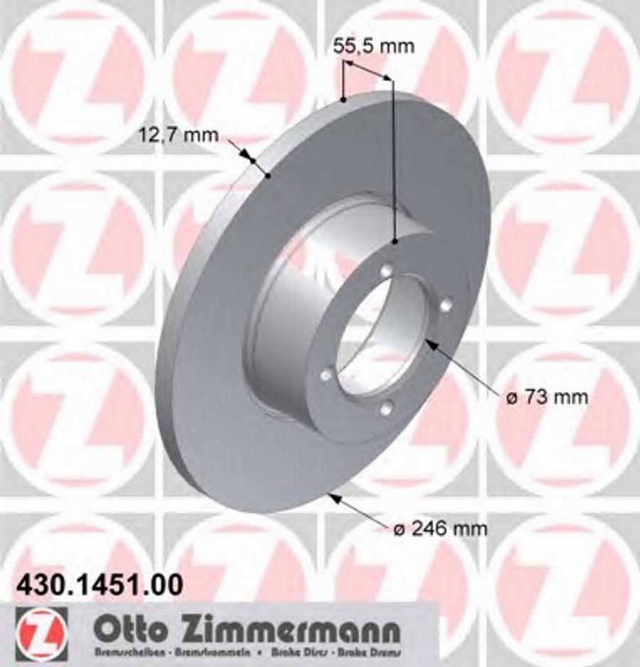 Zimmermann 430 1451 00 - Спирачен диск vvparts.bg