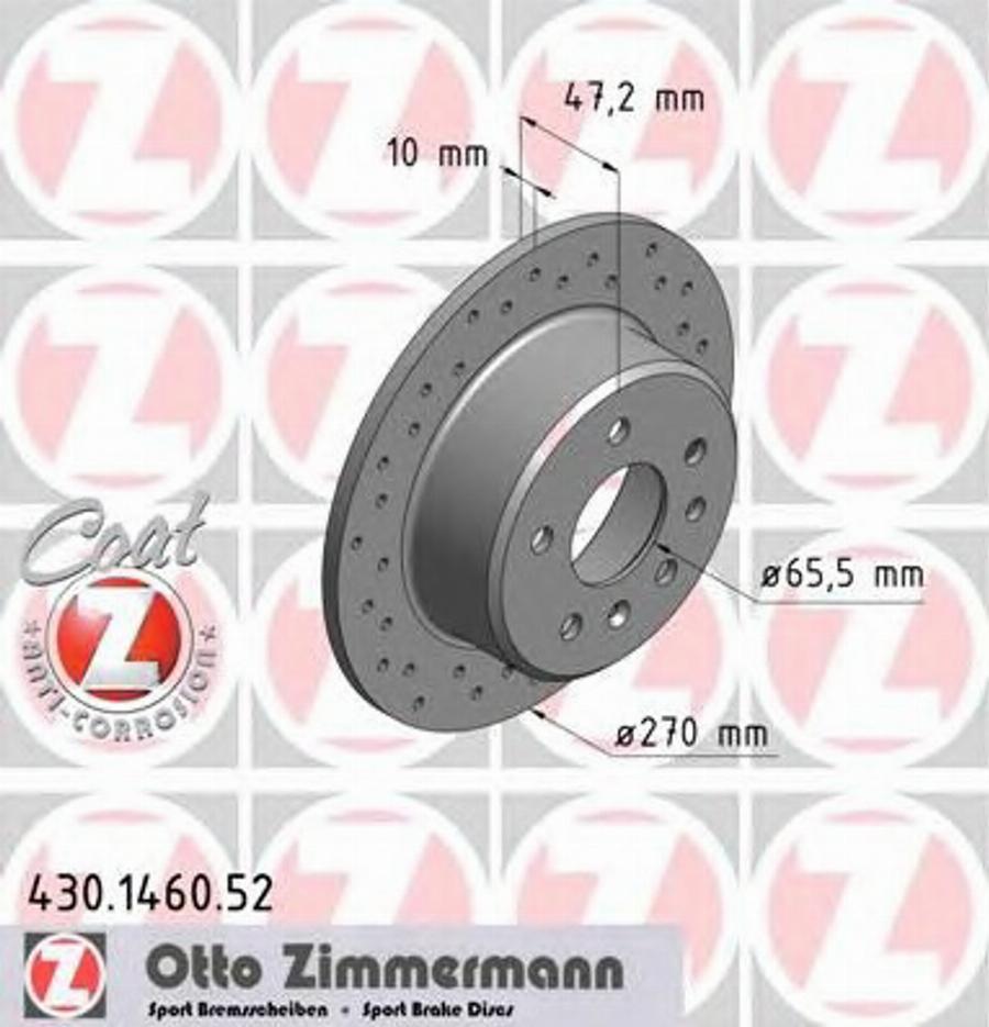 Zimmermann 430.1460.52 - Спирачен диск vvparts.bg