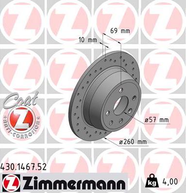 Zimmermann 430.1467.52 - Спирачен диск vvparts.bg