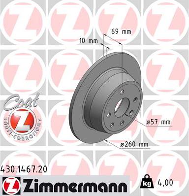 Zimmermann 430.1467.20 - Спирачен диск vvparts.bg
