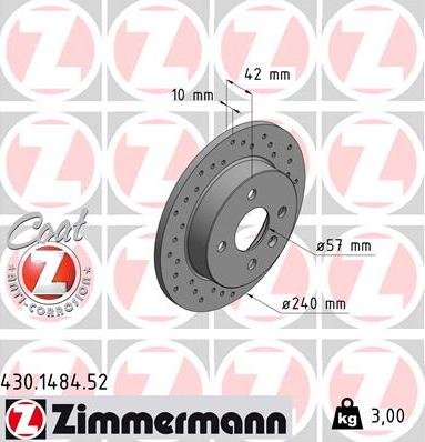 Zimmermann 430.1484.52 - Спирачен диск vvparts.bg