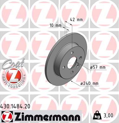 Zimmermann 430.1484.20 - Спирачен диск vvparts.bg