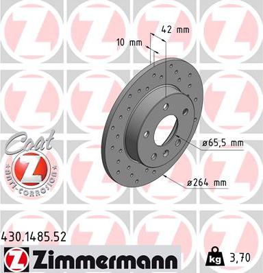 Zimmermann 430.1485.52 - Спирачен диск vvparts.bg