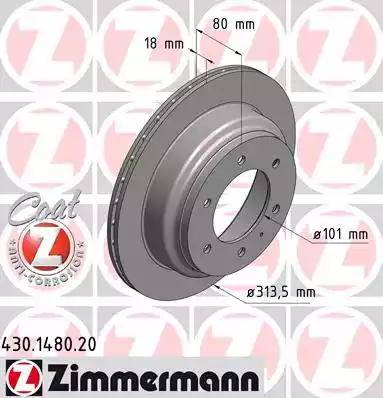 Zimmermann 430.1480.20 - Спирачен диск vvparts.bg