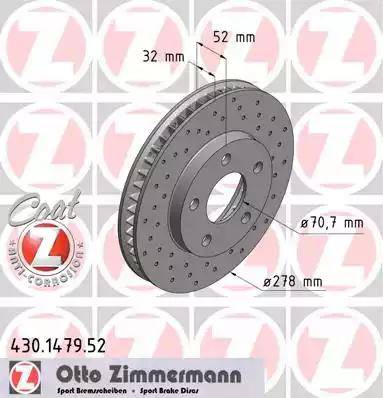 Zimmermann 430.1479.52 - Спирачен диск vvparts.bg