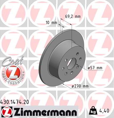Zimmermann 430.1474.20 - Спирачен диск vvparts.bg