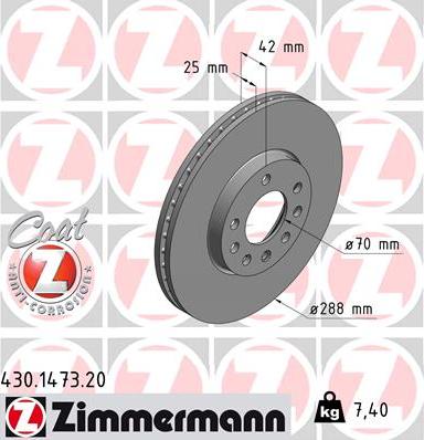 Zimmermann 430.1473.20 - Спирачен диск vvparts.bg