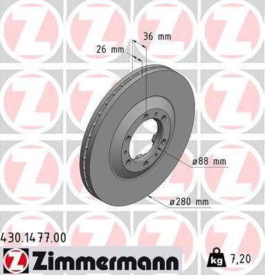 Zimmermann 430.1477.00 - Спирачен диск vvparts.bg