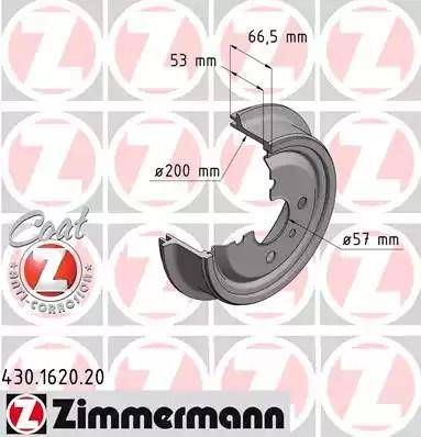 Zimmermann 430.1620.20 - Спирачен барабан vvparts.bg