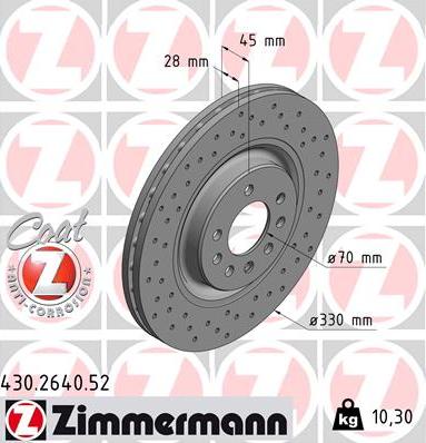 Zimmermann 430.2640.52 - Спирачен диск vvparts.bg