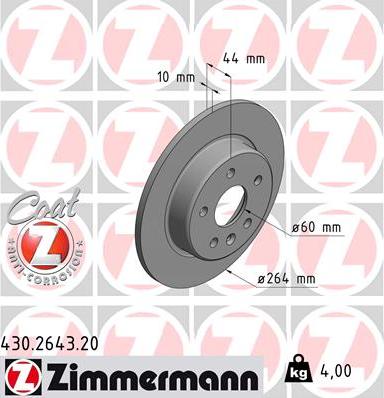 Zimmermann 430.2643.20 - Спирачен диск vvparts.bg