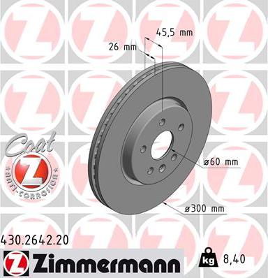 Zimmermann 430.2642.20 - Спирачен диск vvparts.bg